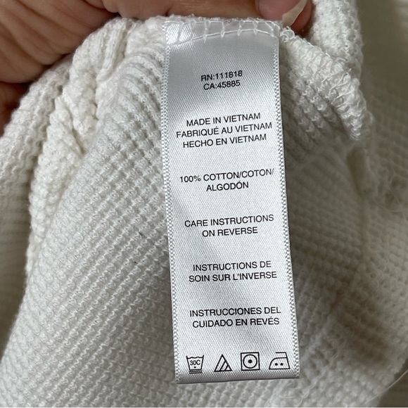 Michael Kors 100% Cotton Long Sleeve Ribbed Pullover 1/4 Zip Sweater White Large - Picture 4 of 7